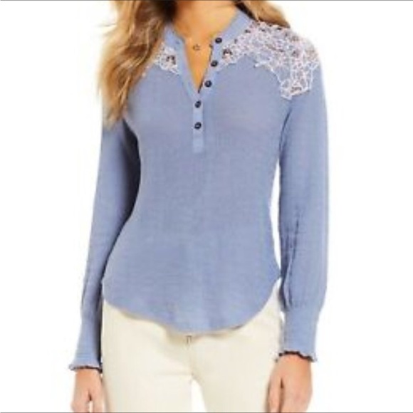 Free People Easy Breezy Floral Appliqué Henley - Picture 7 of 16